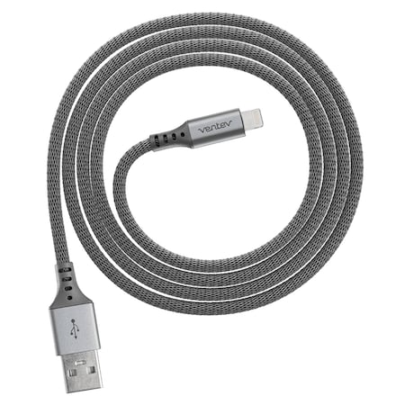 Ventev Chargesync Alloy USB A to Apple Lightning Cable 4ft, Steel Gray ACABMFISTEVNV